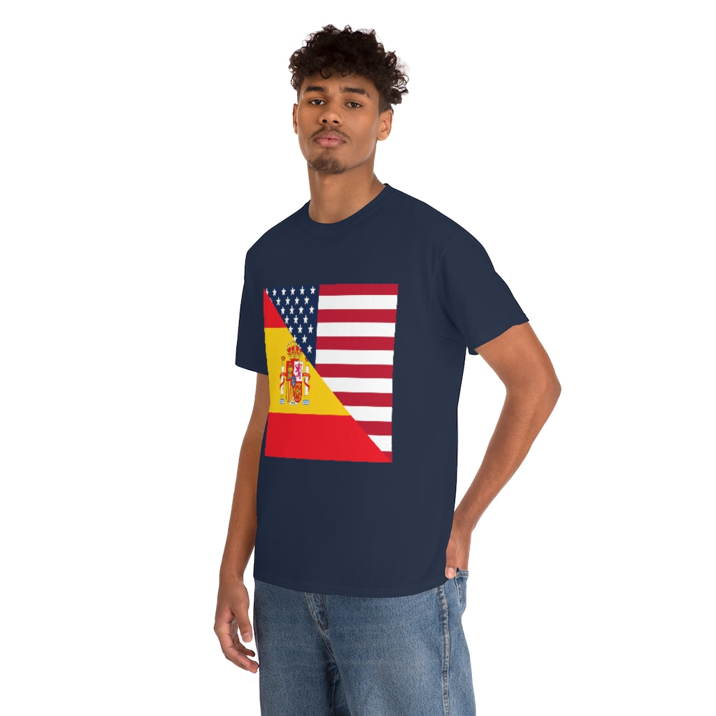 Spain American Flag Tee Shirt | Unisex Spanish USA Tshirt