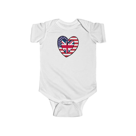 Baby American UK Flag Inner Heart Bodysuit | Unisex United Kingdom