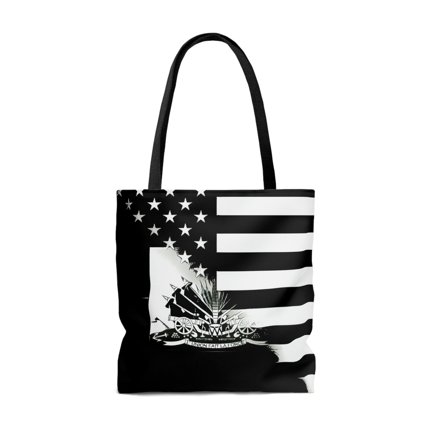 Black And White Haitian American Flag | Haiti USA Tote Bag | Shoulder Bag