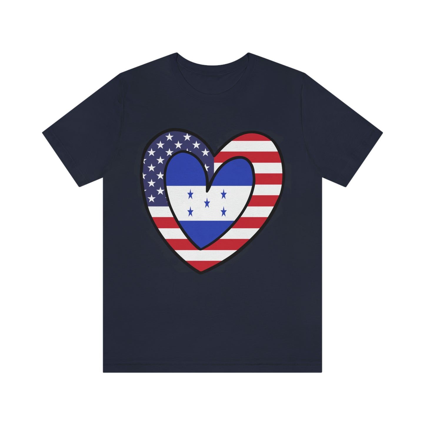 Honduran American Heart Valentines Day Gift Tee Shirt | Half Honduras USA Flag T-Shirt