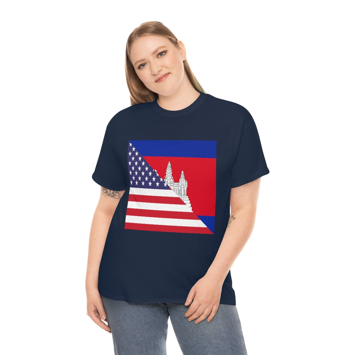 Cambodian American Flag Half Cambodia USA T-Shirt | Unisex Tee Shirt