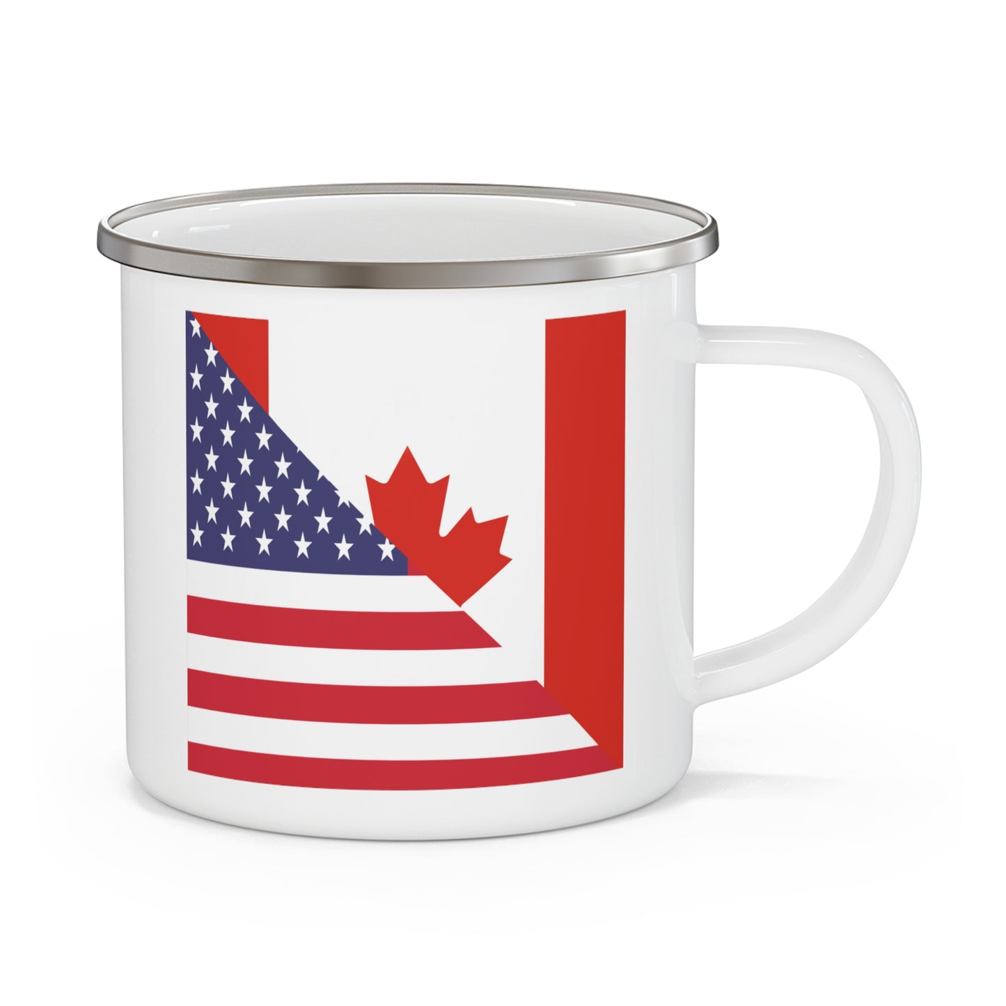 Canadian American Flag Canada USA 12oz Enamel Mug