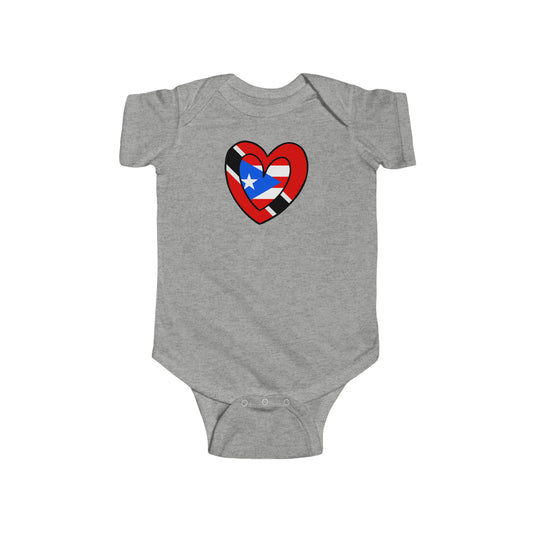 Newborn Trini Puerto Rican Heart Baby Bodysuit | Trinidad Boricua Flag