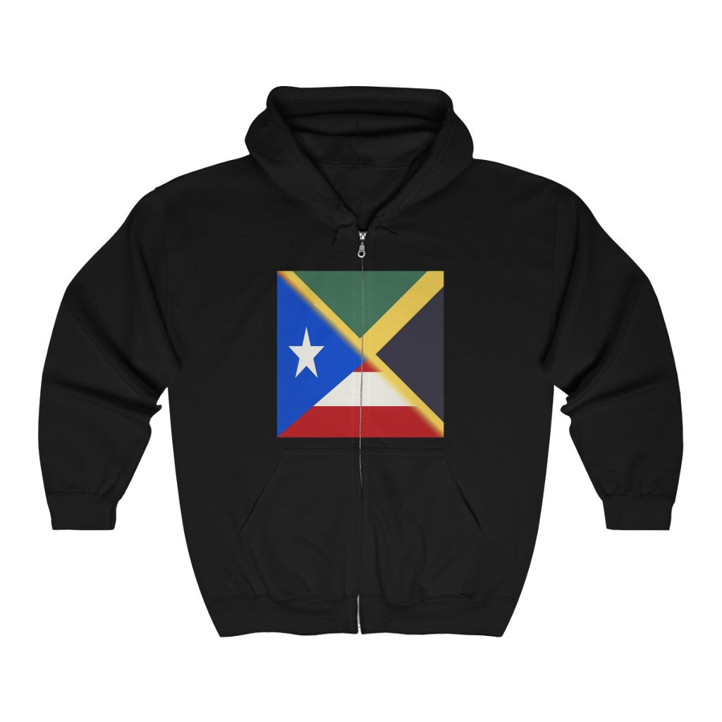 Jamaica Puerto Rico Flag | Jamaican PR Flag Zip Hoodie | Hooded Sweatshirt