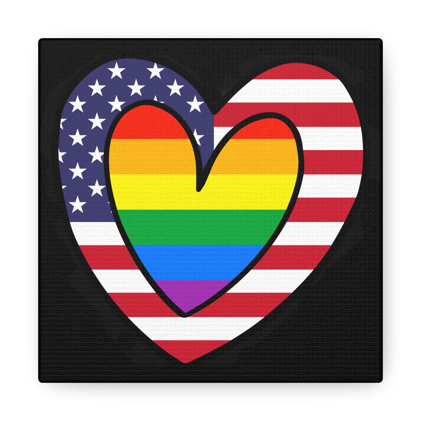 Rainbow American Flag Heart Pride Parade Canvas Gallery Wraps | Wall Art