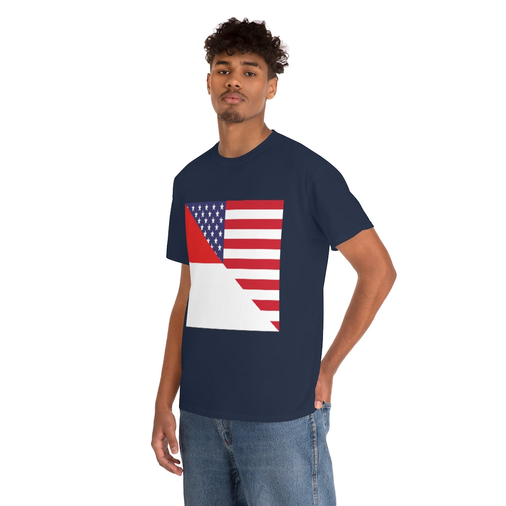 Indonesian American Flag Tee Shirt | Unisex Indonesia USA Tshirt