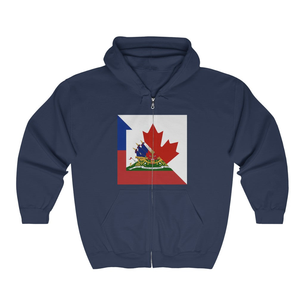 Haitian Canadian Flag | Half Haiti Canada Canadien Zip Hoodie | Hooded Sweatshirt