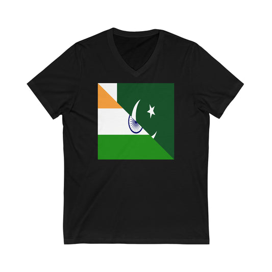 Pakistani Indian Flag Pakistan India V-Neck T-Shirt | Unisex Vee Shirt