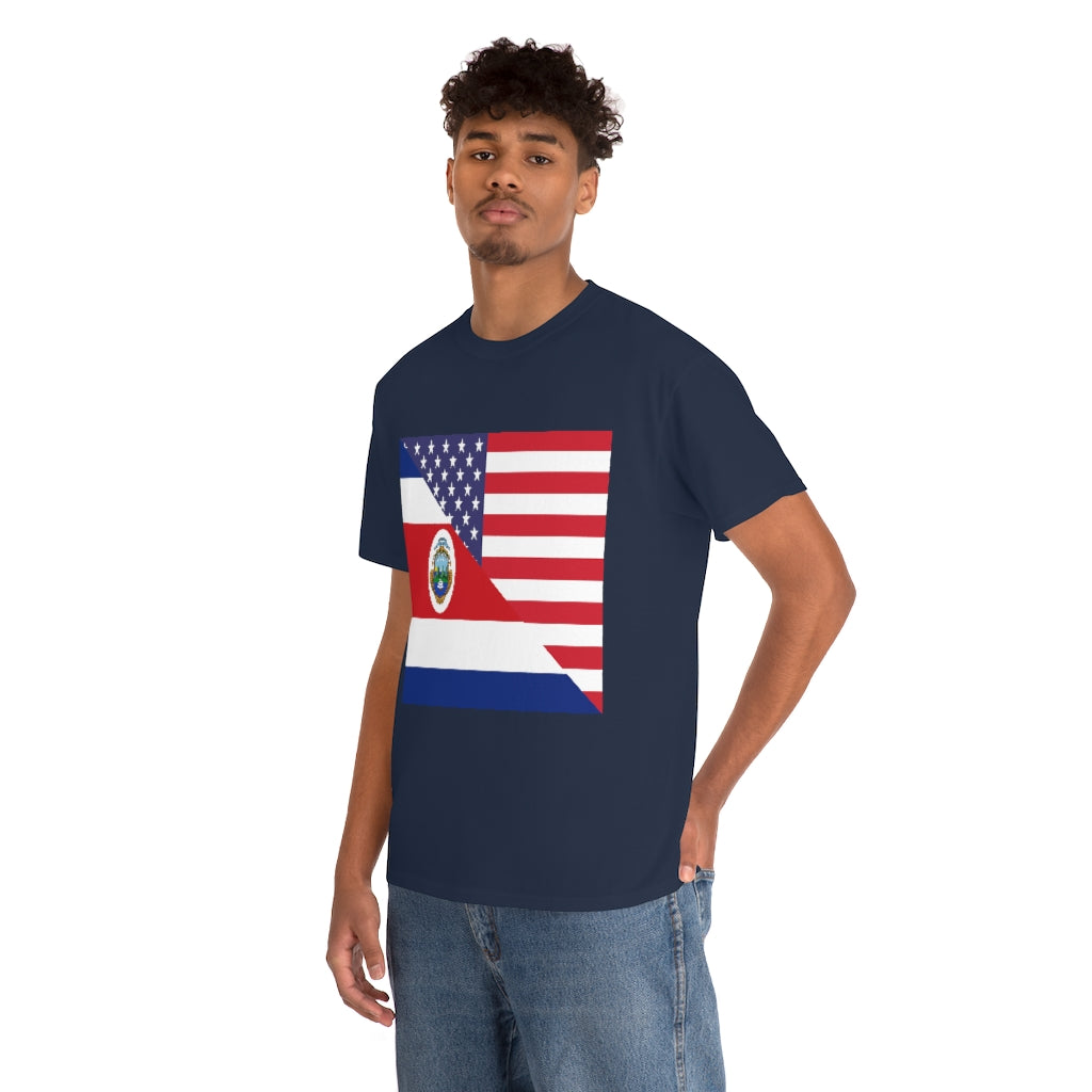 Costa Rica American Flag Tee Shirt | Unisex Costa Rican USA Tshirt