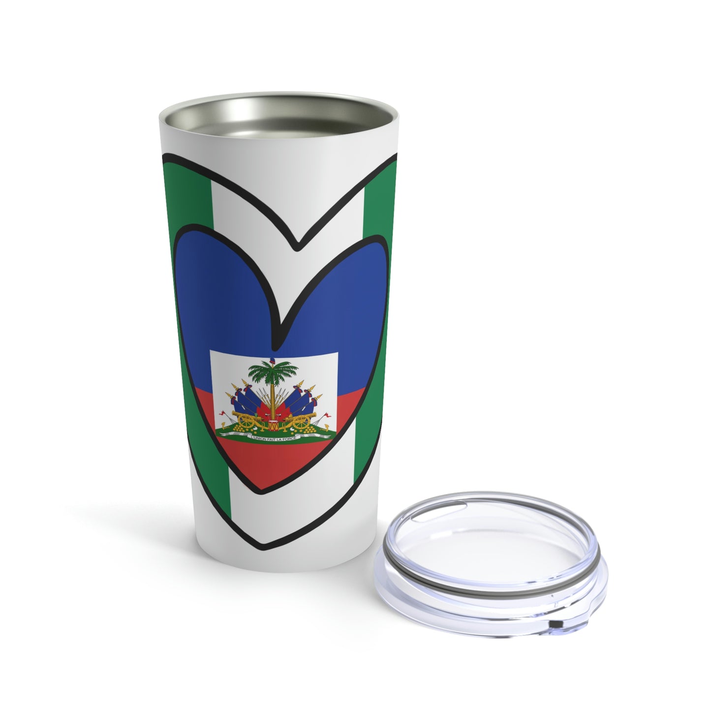 Nigerian Haitian Flag Heart Valentines Day Gift Nigeria Haiti  Tumbler 20oz