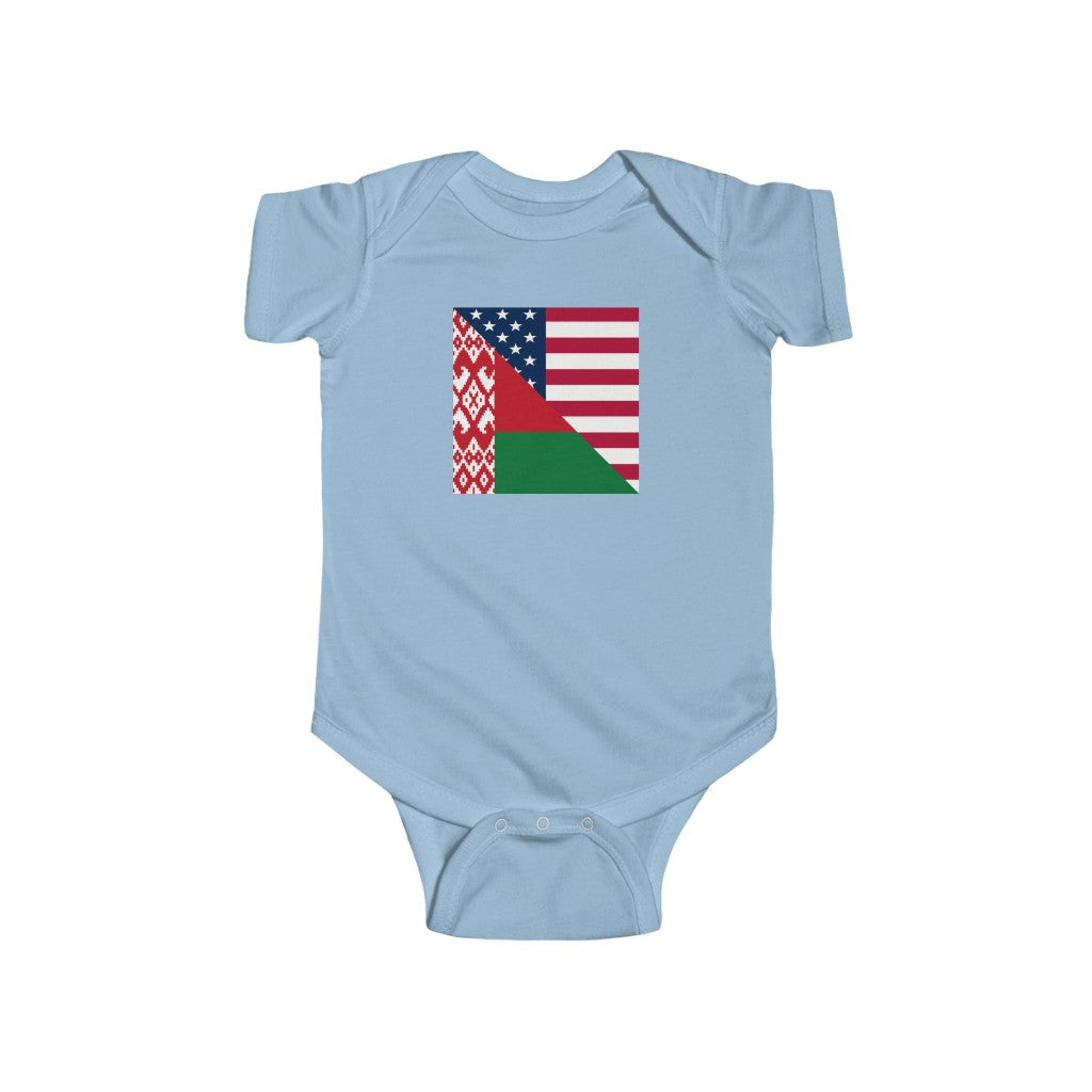 Belarusian American Flag Baby Bodysuit | Unisex Belarus USA