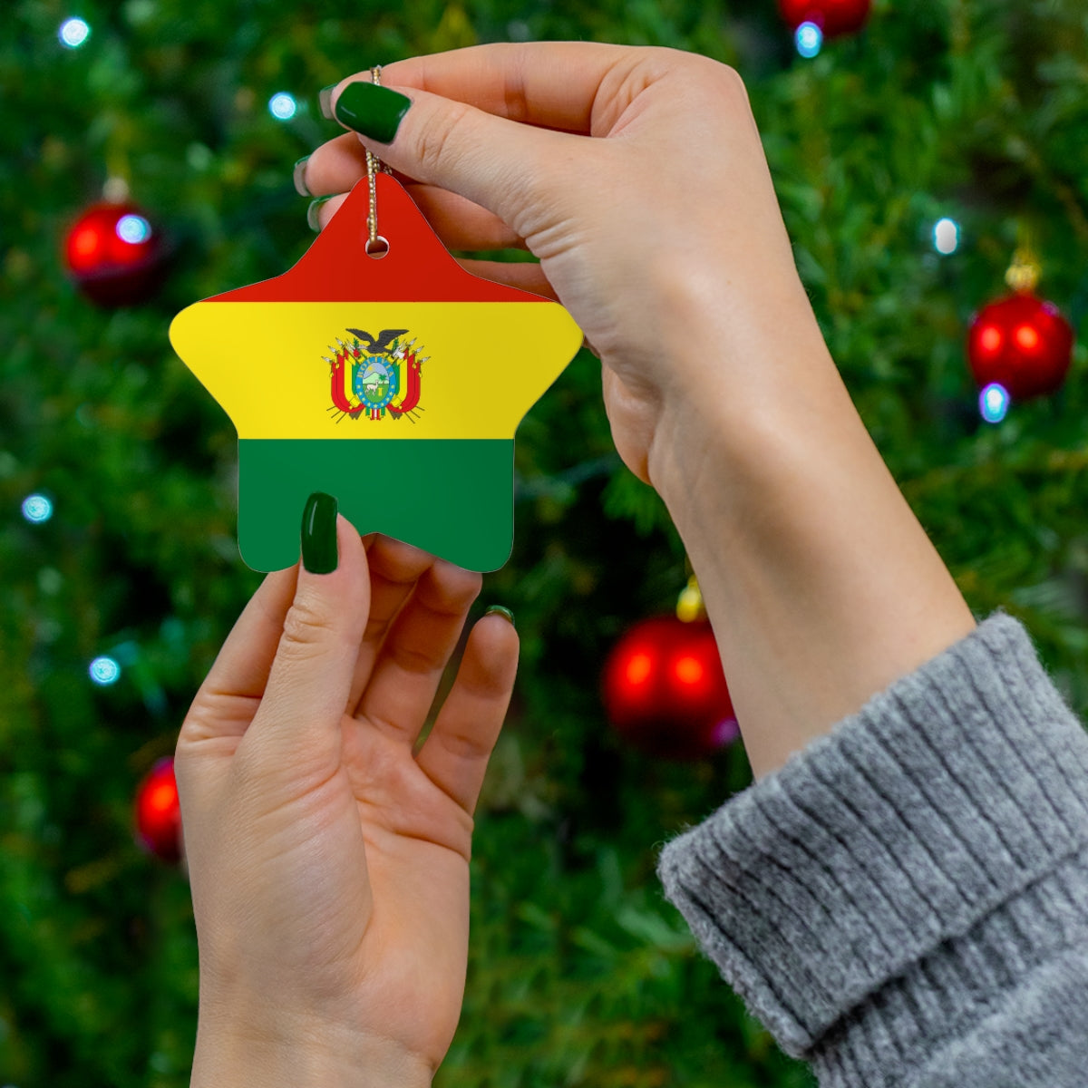 Bolivia Flag Ceramic Ornaments | Bolivian Christmas Tree