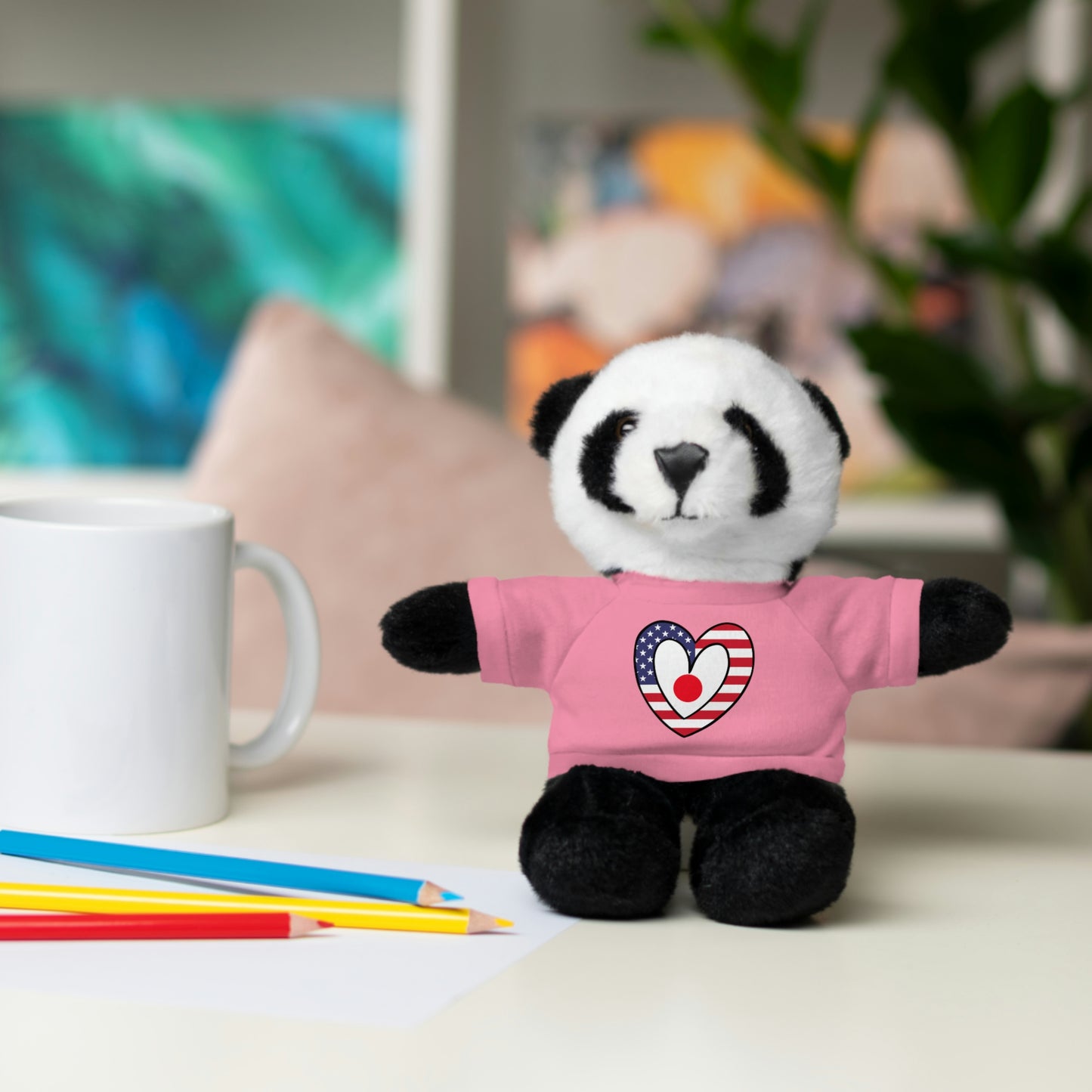 Japanese American Valentines Day Gift Stuffed Animal | Japan USA Flag Toy