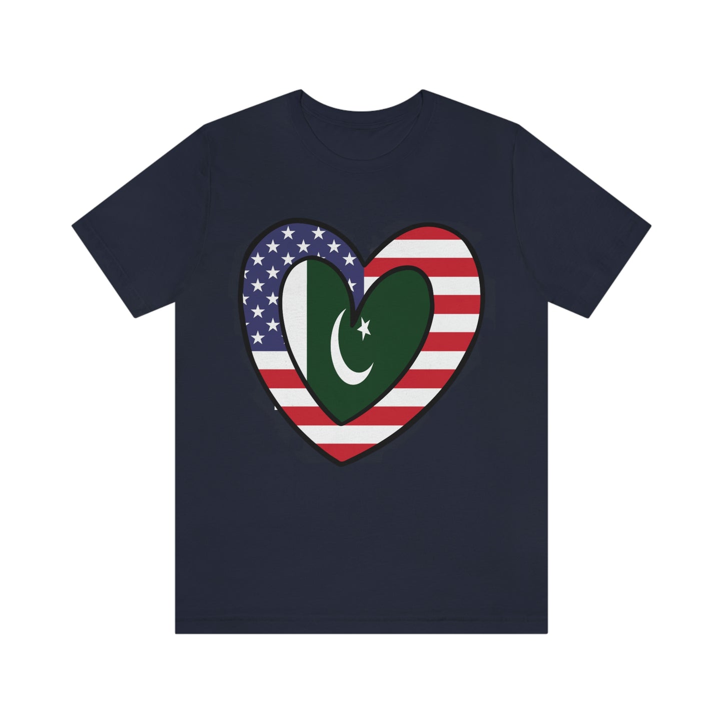 Pakistani American Heart Valentines Day Gift Tee Shirt | Half Pakistani USA Flag T-Shirt