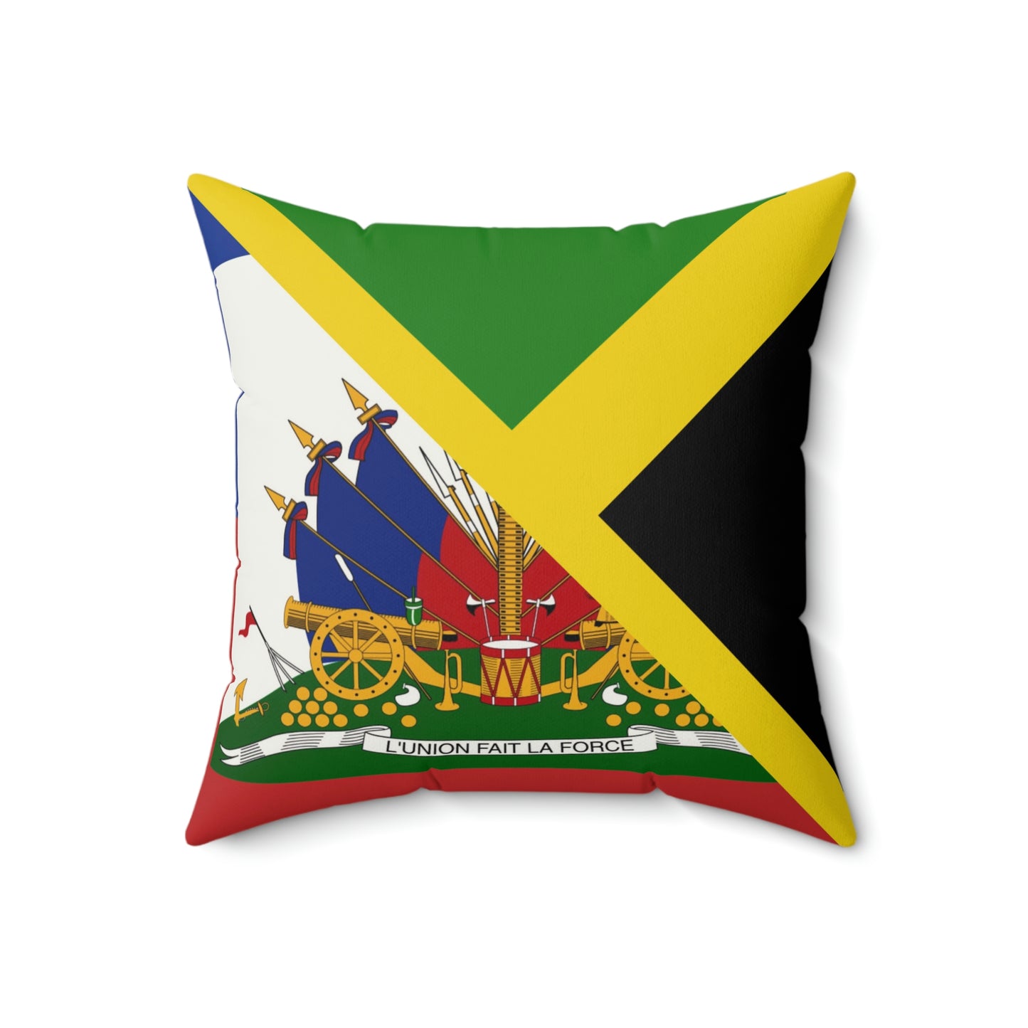 Haitian Jamaican Flag | Half Jamaica Haiti Spun Polyester Square Pillow