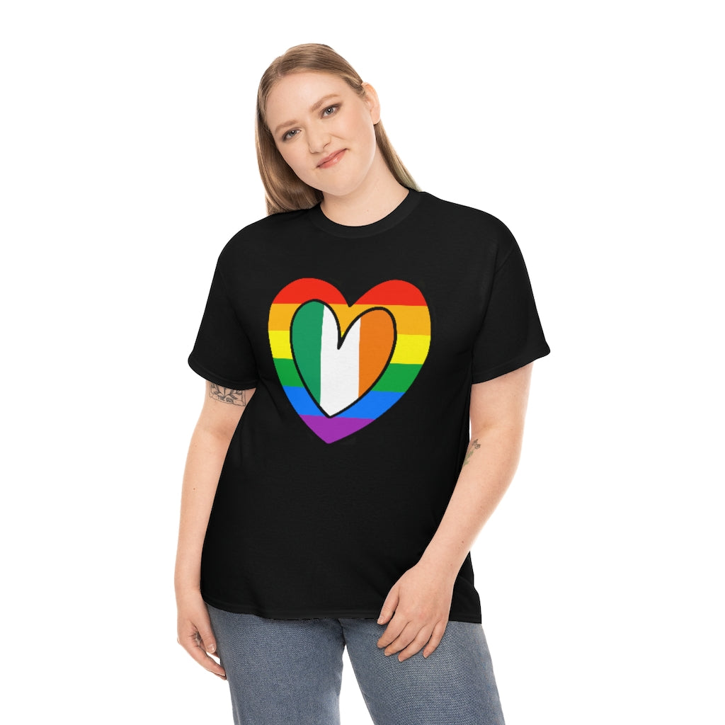 Irish Rainbow Flag Heart T-Shirt | Unisex Ireland Pride Month Tee