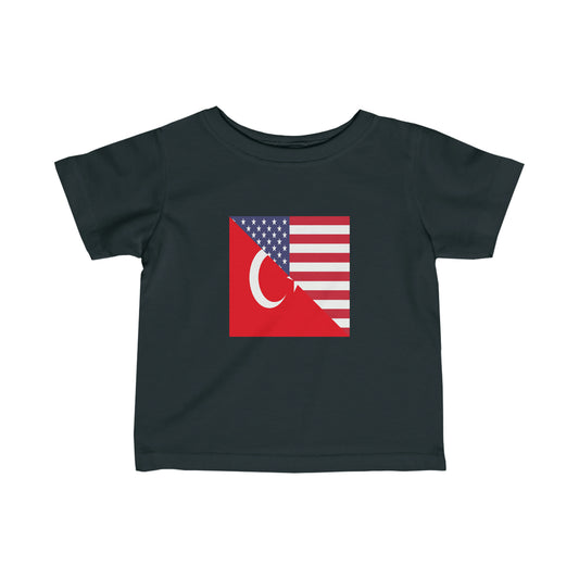 Infant Turkey American Flag Half Turkish USA Toddler Tee Shirt