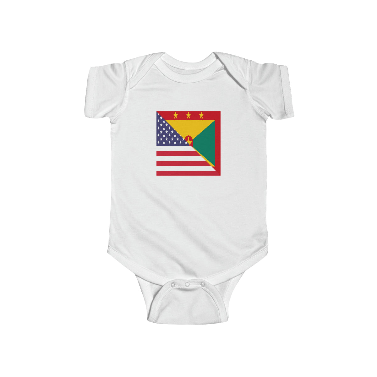 Grenadan American Flag Half Grenada USA Baby Bodysuit | Newborn Boy Girl