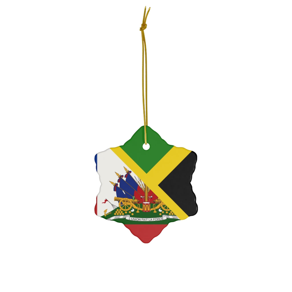 Haitian Jamaican Flag Ceramic Ornaments | Jamaica Haiti Christmas Tree