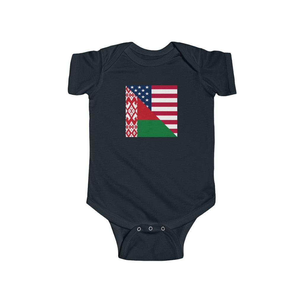 Belarusian American Flag Baby Bodysuit | Unisex Belarus USA