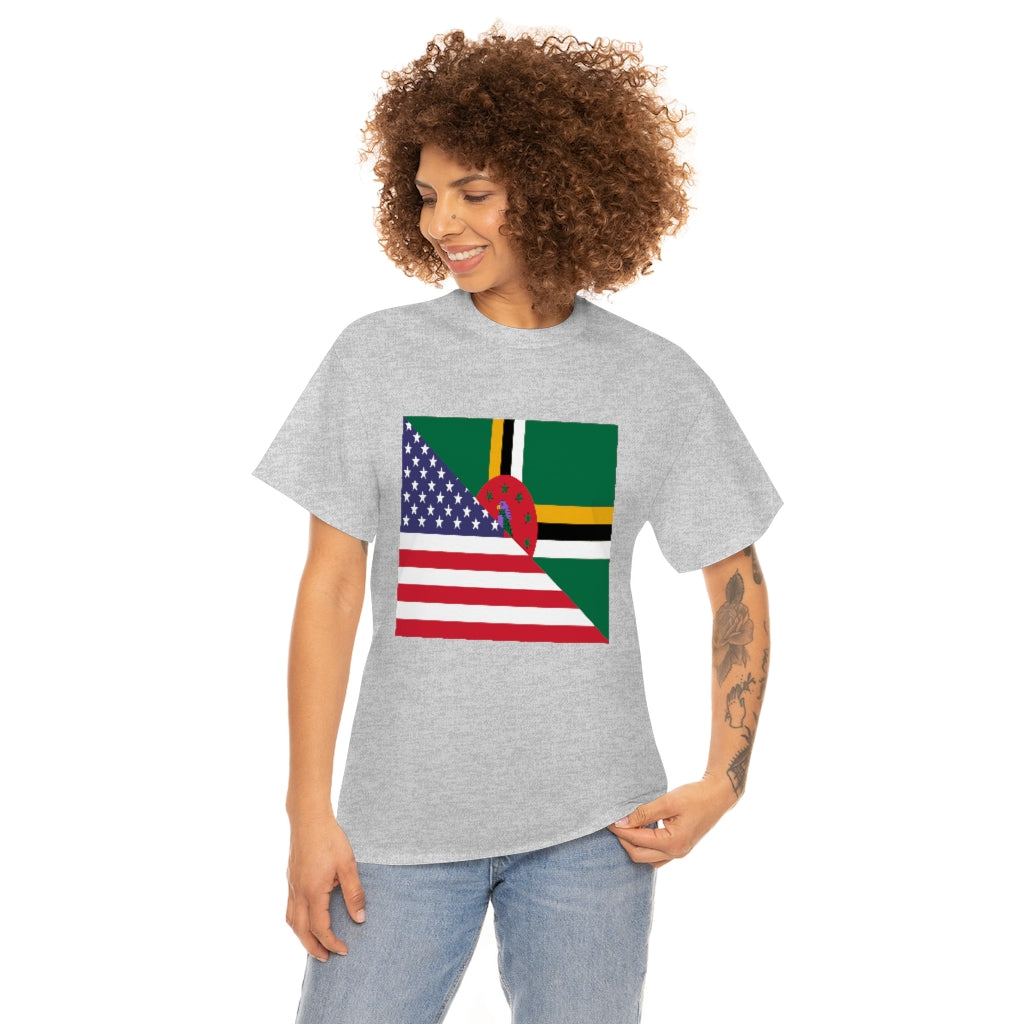 Dominica American Flag Tee Shirt | Dominican USA Tshirt