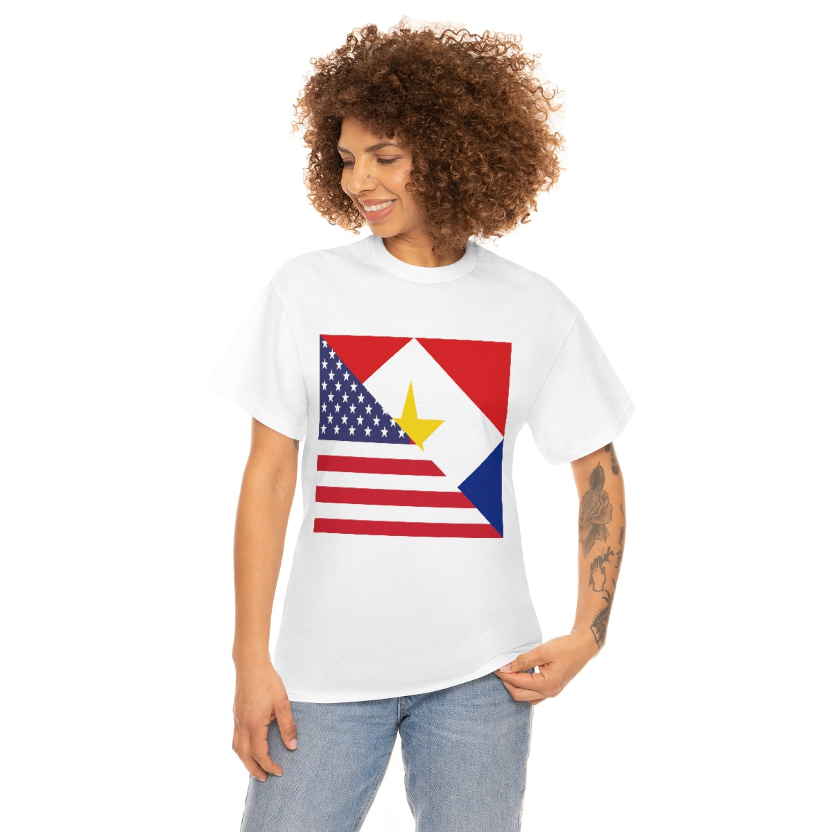 Saba American Flag Half Sabaean USA T-Shirt | Unisex Tee Shirt