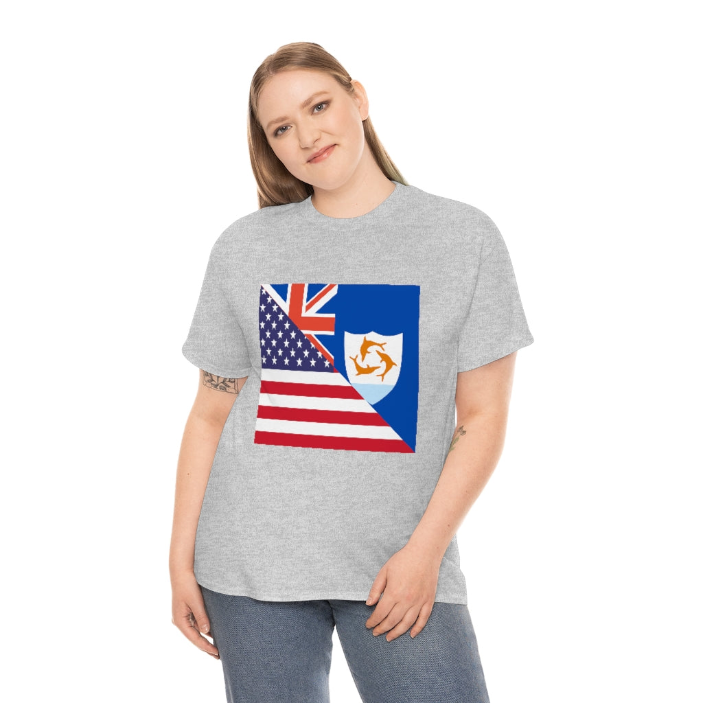 Anguillan American Flag Tee Shirt | Anguilla USA Tshirt