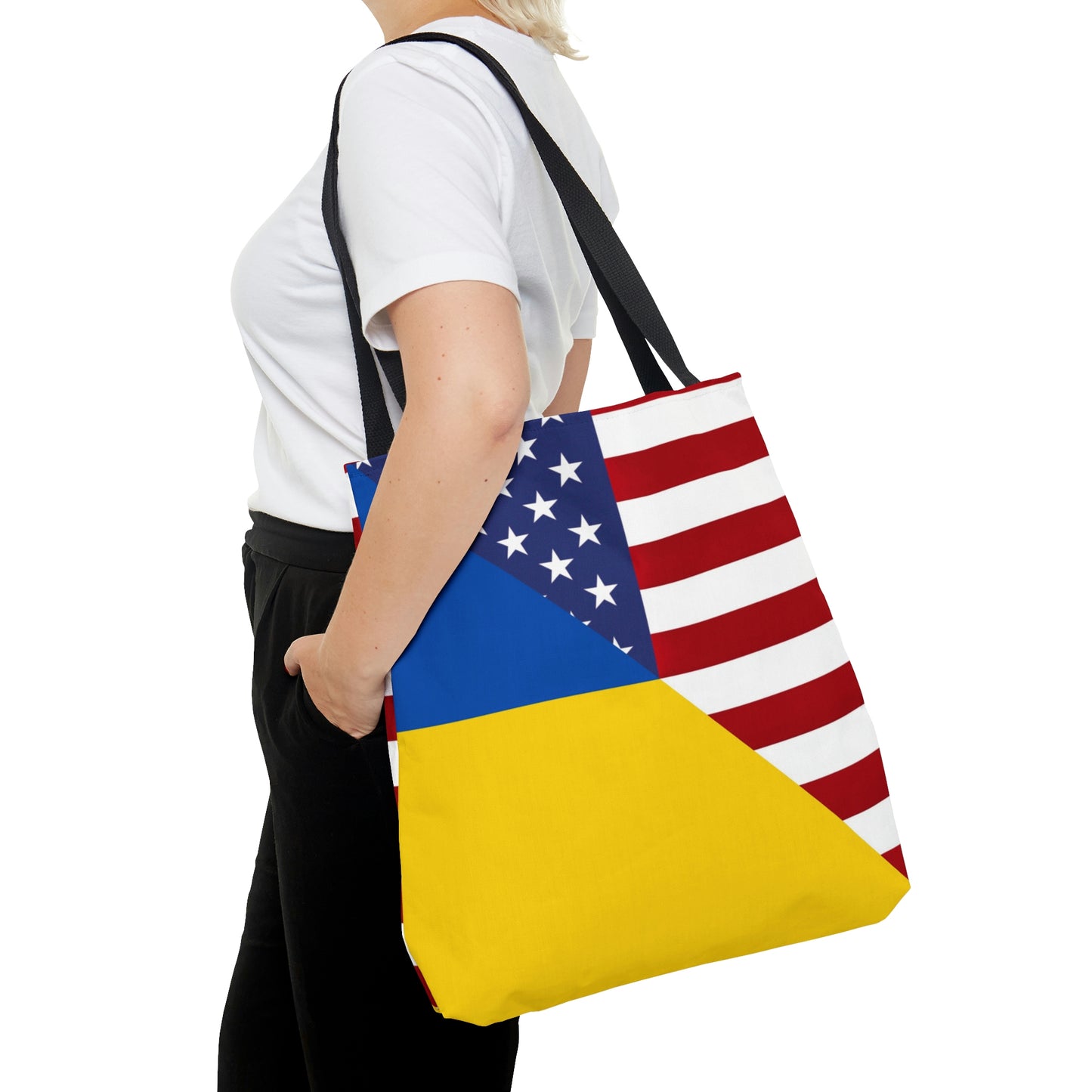 Ukrainian American Flag | Half Ukraine USA Tote Bag | Shoulder Bag