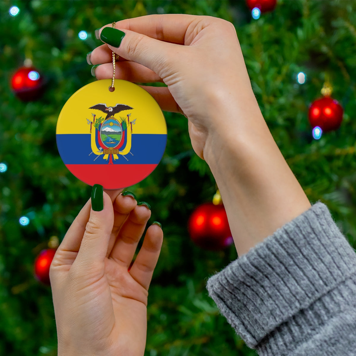 Ecuador Flag Ceramic Ornaments | Ecuadorian Christmas Tree