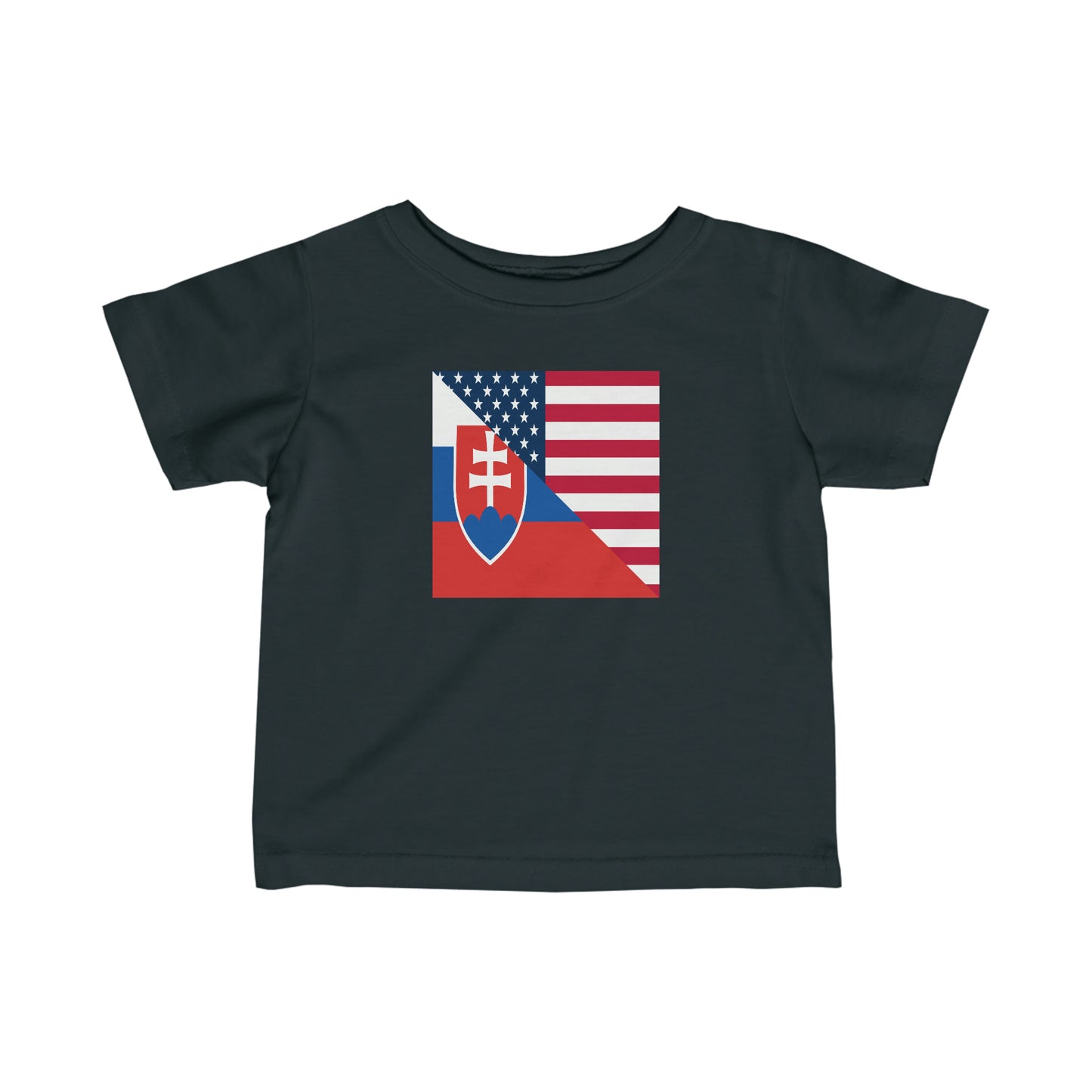 Infant Slovakia American Flag Half Slovakian USA Toddler Tee Shirt