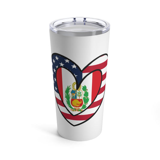 American Peruvian Flag Inner Heart USA Peru Tumbler 20oz