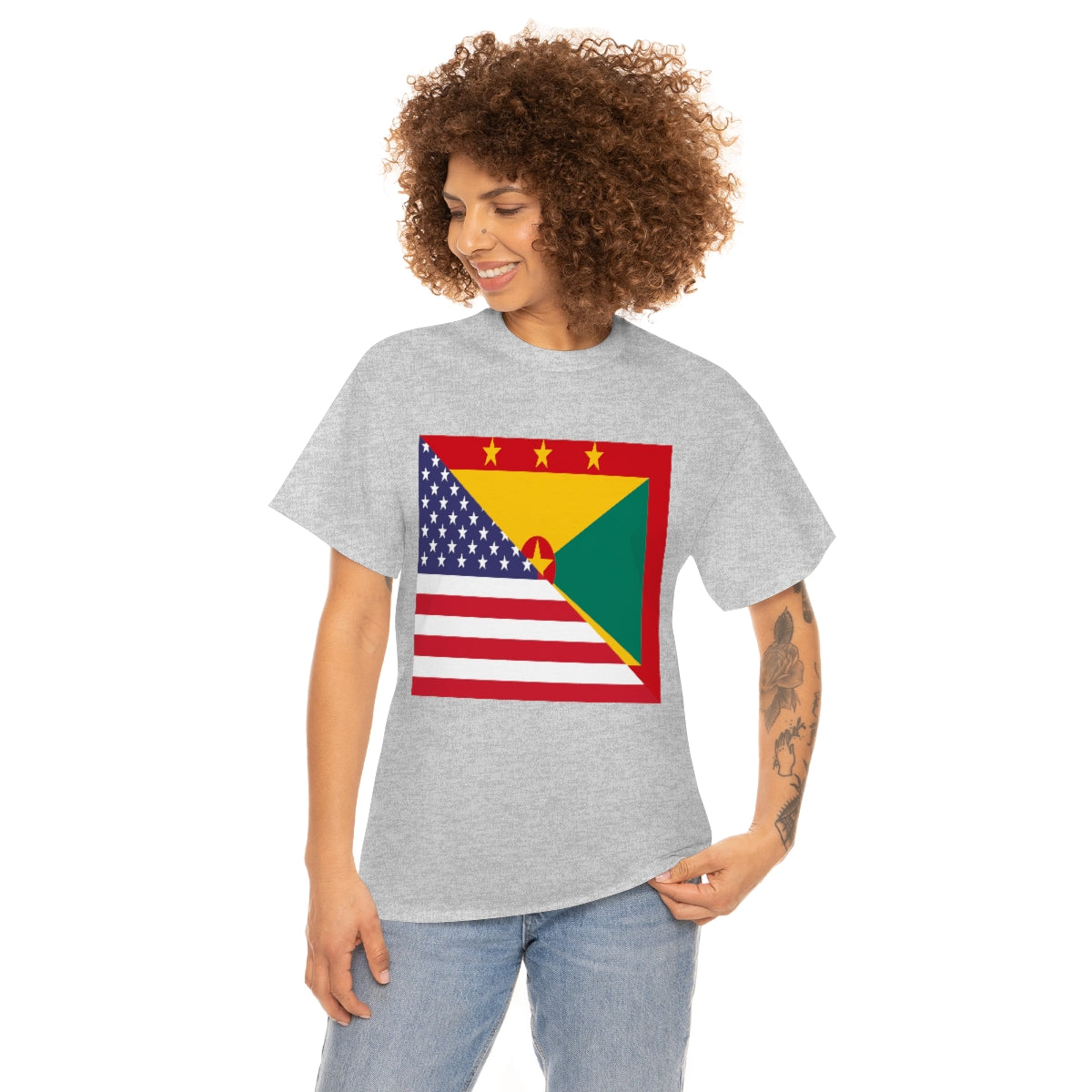 Grenadan American Flag Half Grenada USA T-Shirt | Unisex Tee Shirt