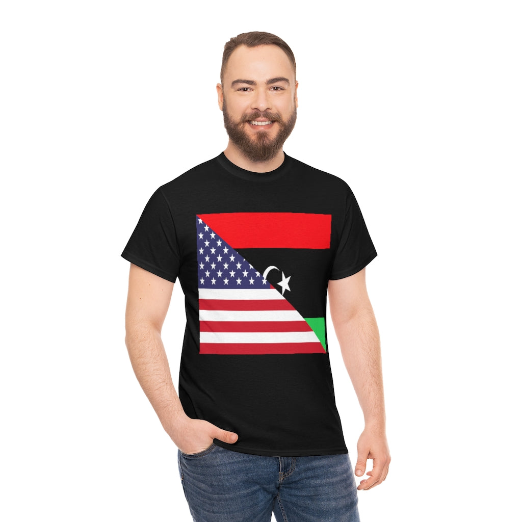 Libyan American Flag Tee Shirt | Unisex Libya USA Tshirt