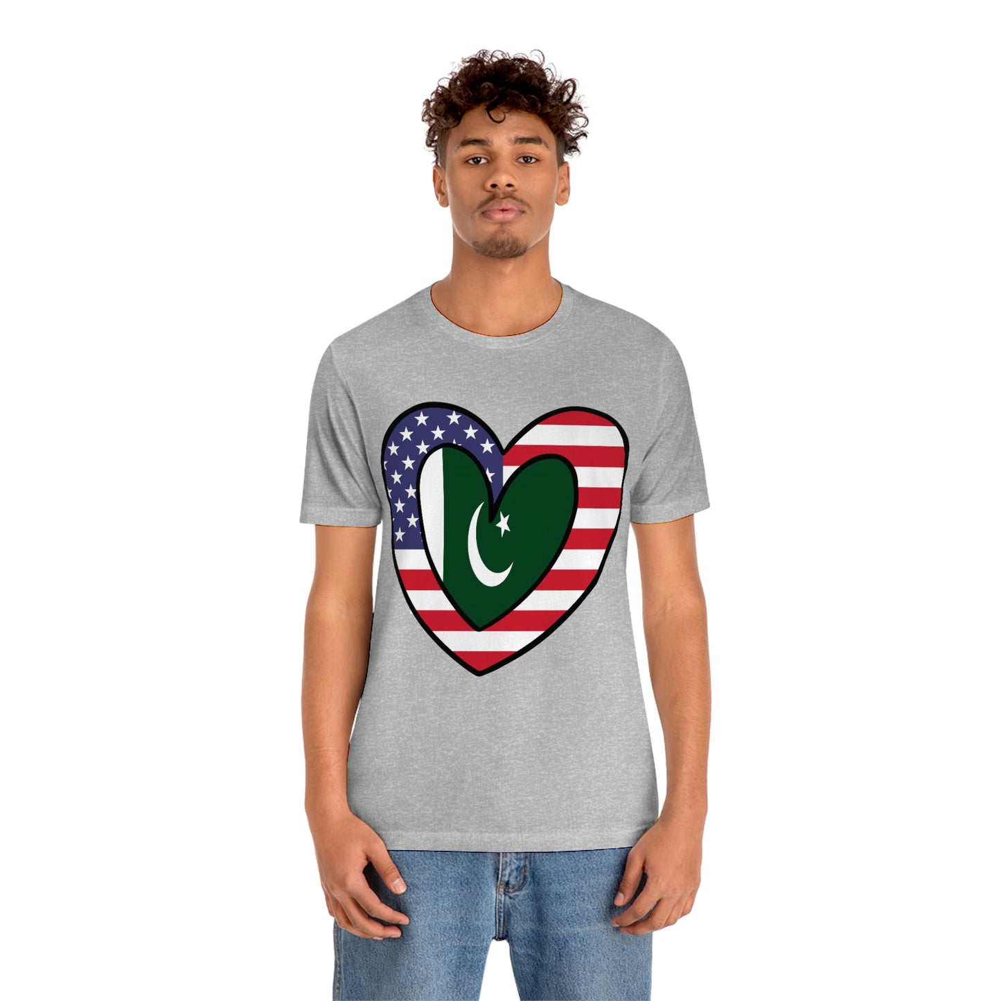 Pakistani American Heart Valentines Day Gift Tee Shirt | Half Pakistani USA Flag T-Shirt