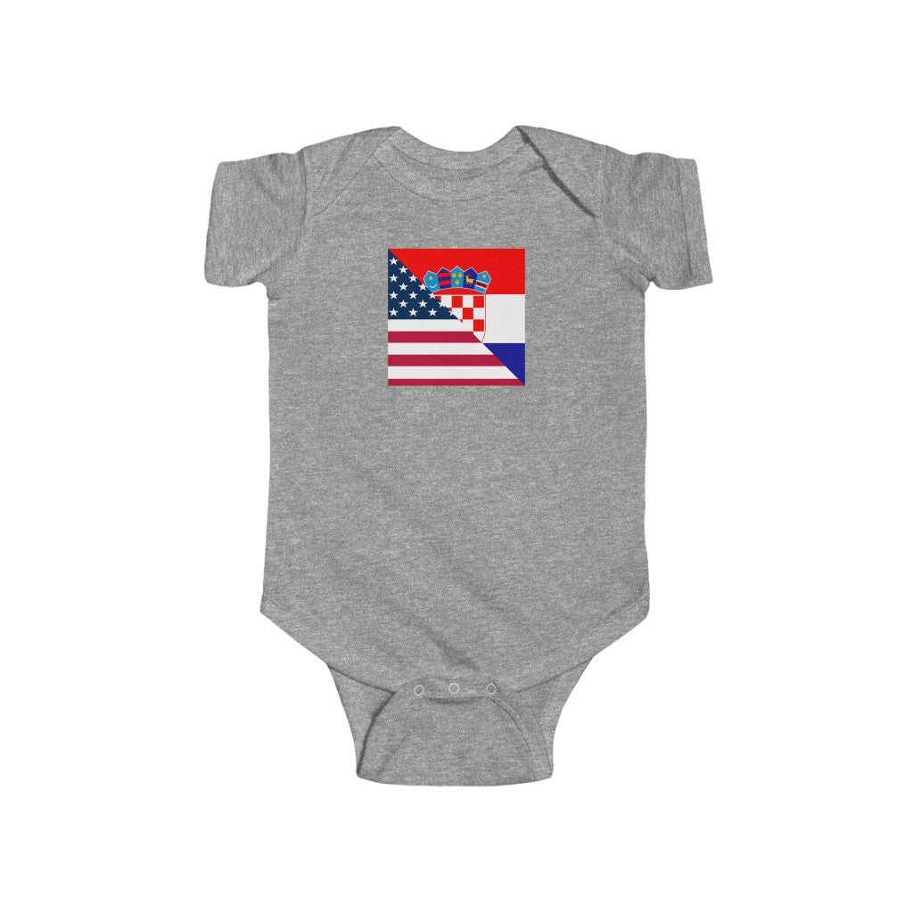 Croatian American Flag Baby Bodysuit | Unisex Half Croatia USA