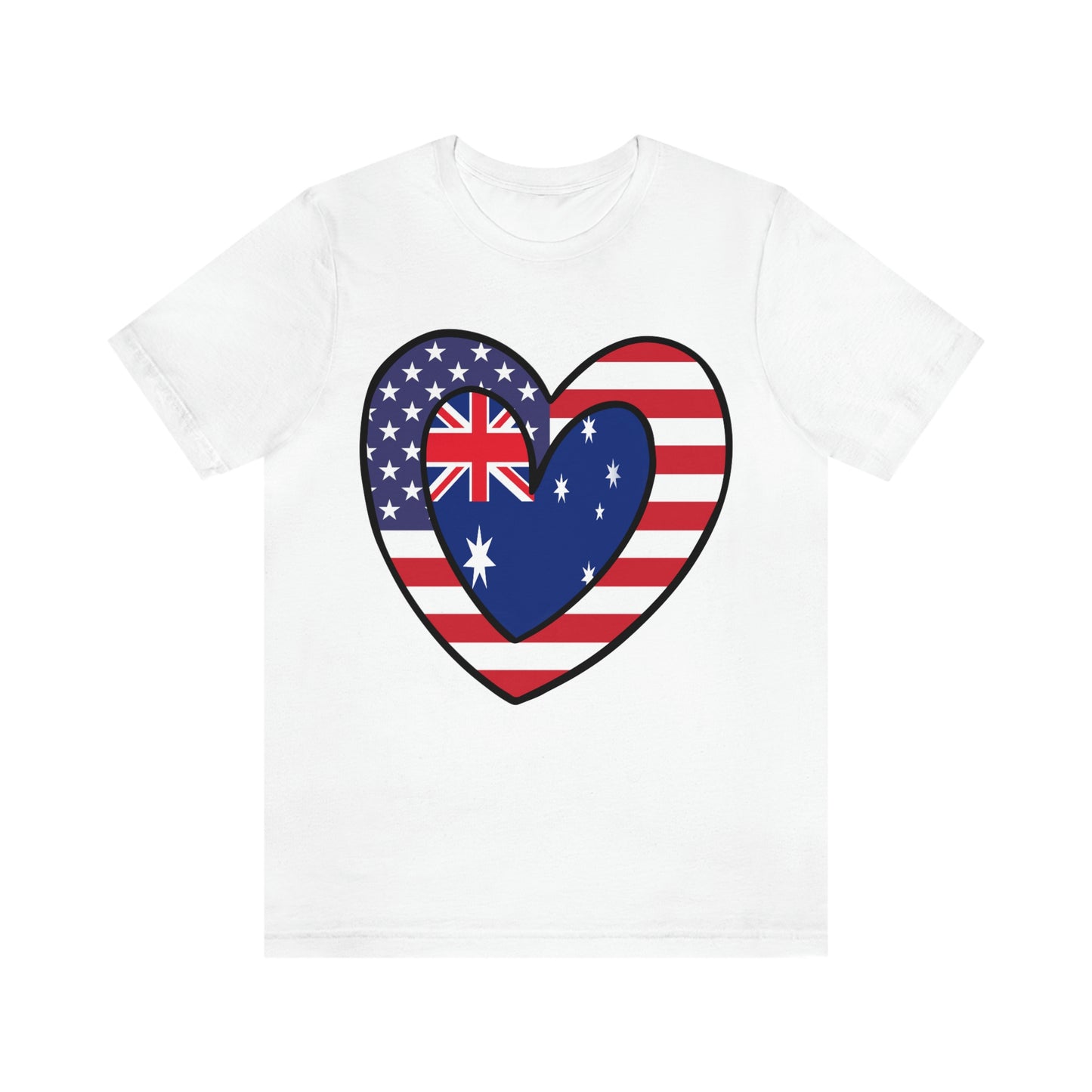 Australian American Heart Valentines Day Gift Tee Shirt | Half Australia USA Flag T-Shirt