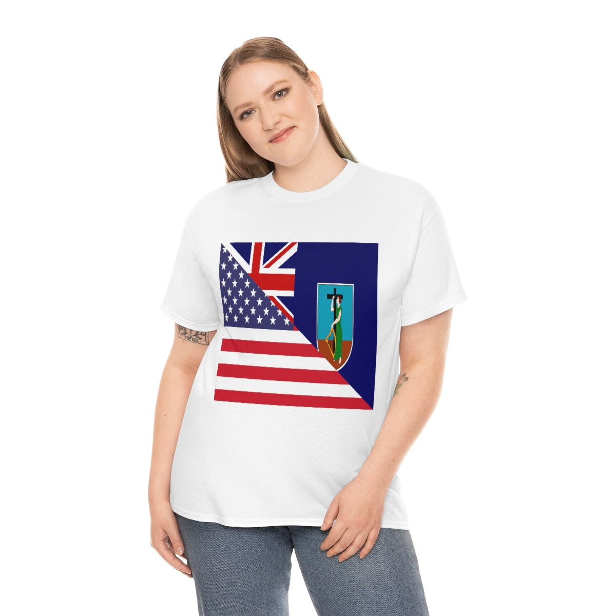 Montserrat American Flag Half Montserratian USA T-Shirt | Unisex Tee Shirt