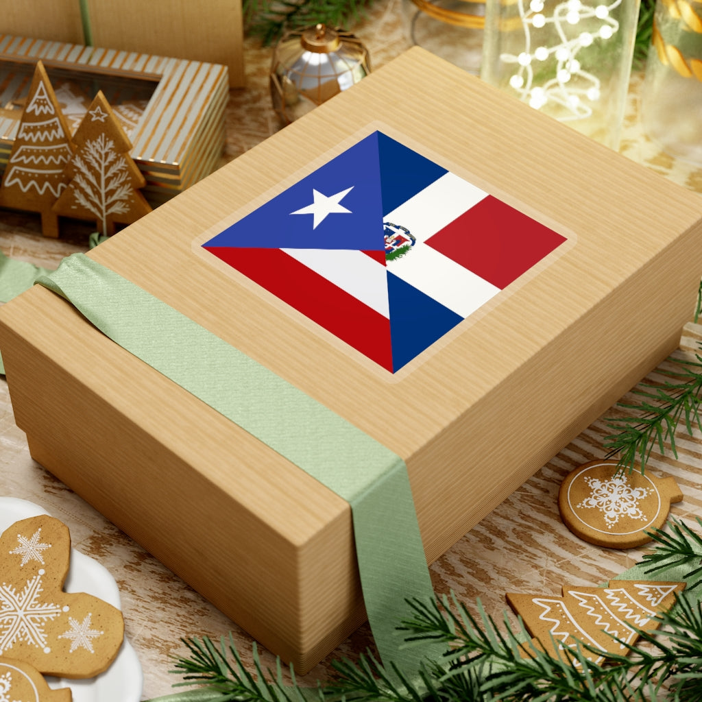 Puerto Rico Dominican Republic Flag Sticker | PR USA Accessory