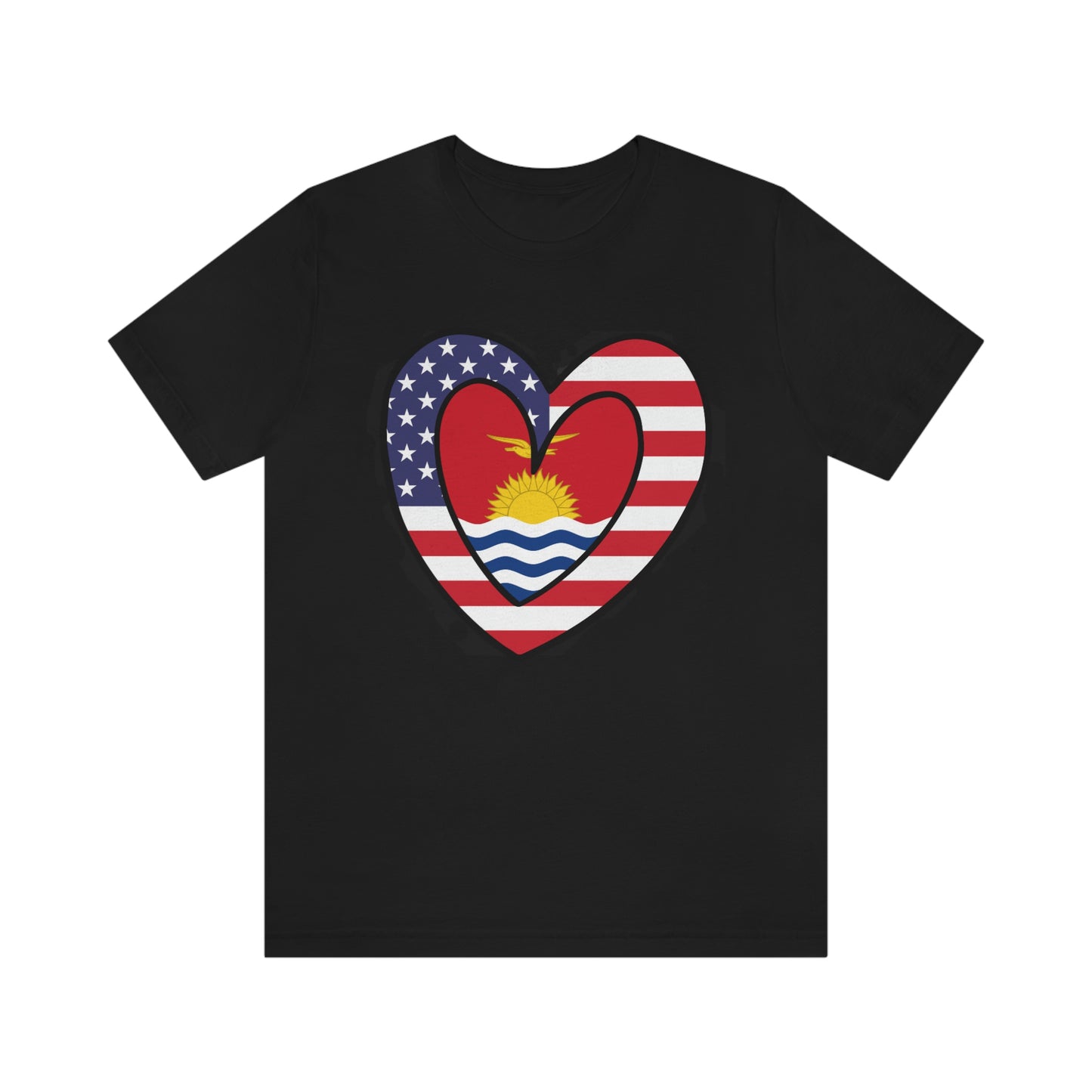 Kiribati American Heart Valentines Day Gift Tee Shirt | Gilbertese USA Flag Wedding T-Shirt