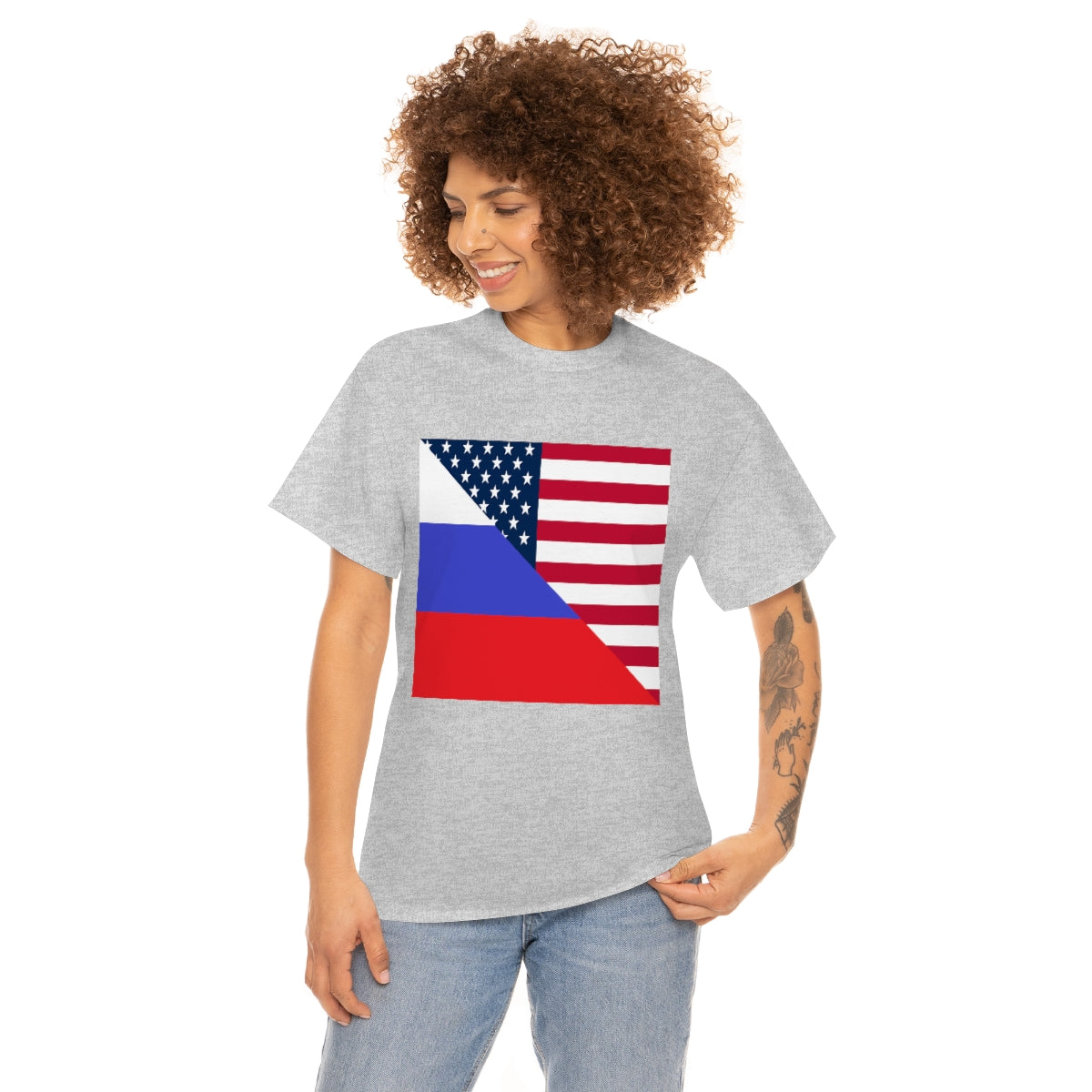 Russian American Flag Half Russia USA T-Shirt | Unisex Tee Shirt