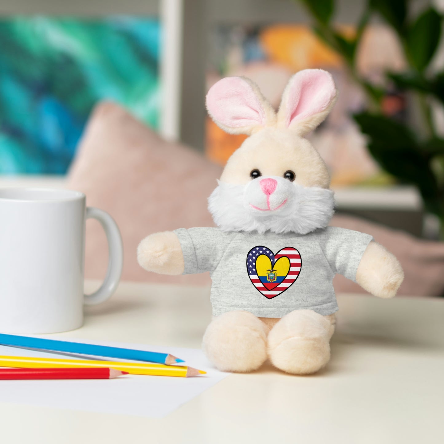 Ecuadorian American Valentines Day Gift Stuffed Animal | Ecuador USA Flag Toy