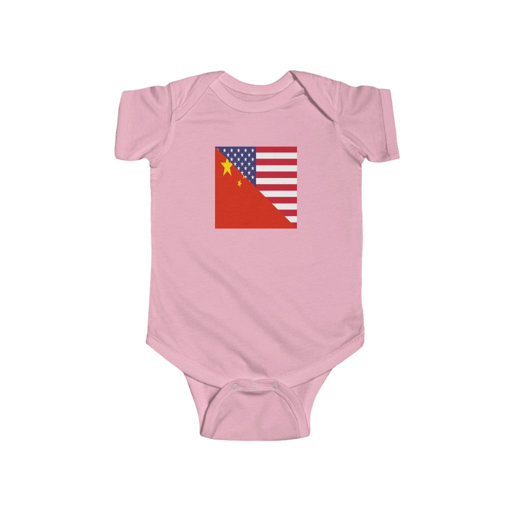 Chinese American Flag Baby Bodysuit | China USA Newborn Boy Girl