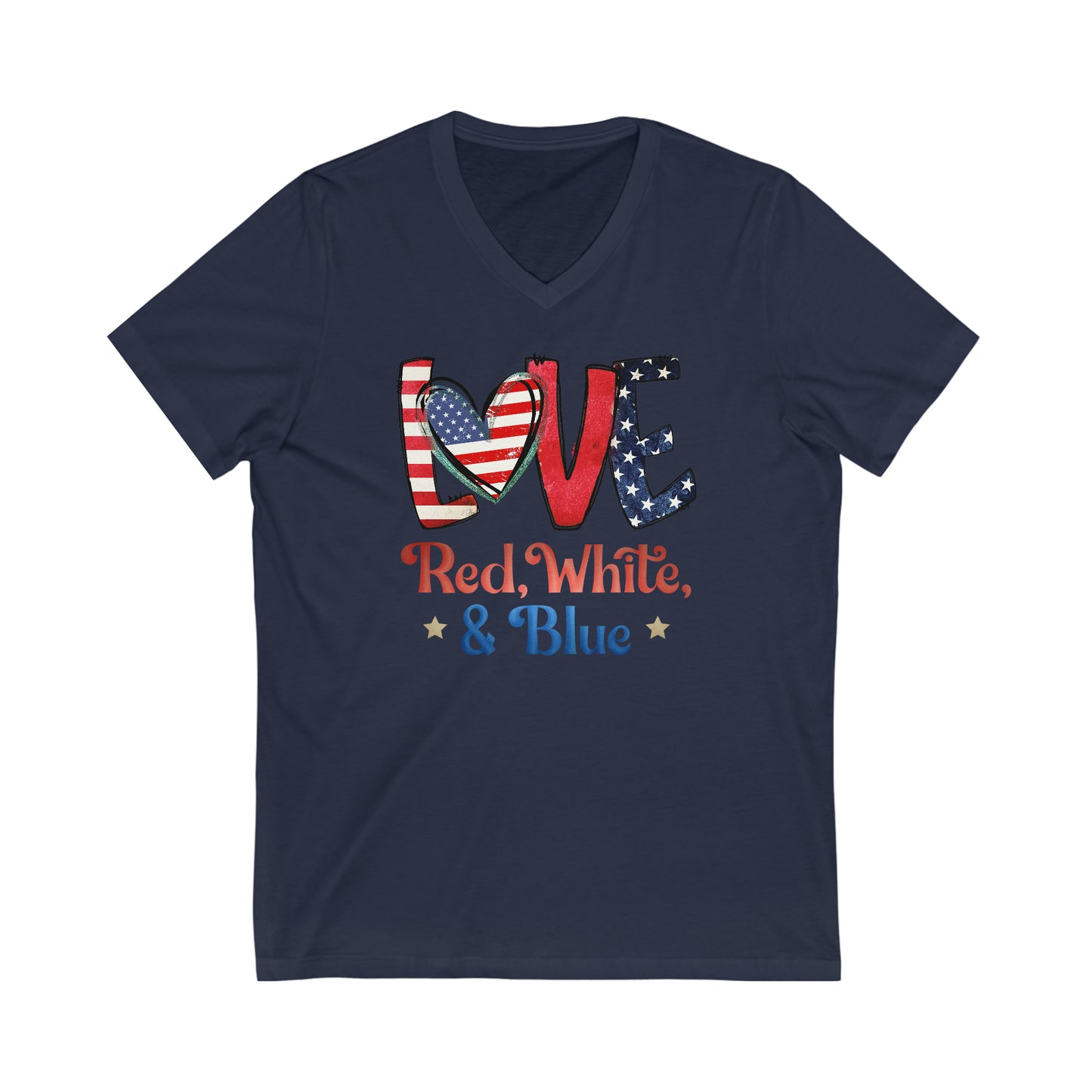 Love Red White And Blue V-Neck T-Shirt | Unisex Vee Shirt