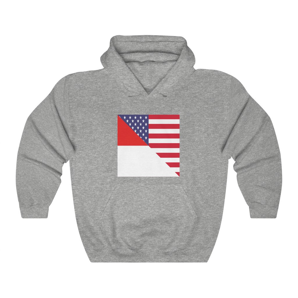 Indonesian American Flag Hoodie  | Unisex Half Indonesia USA Pullover