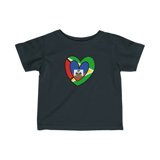 Infant Guyanese Haitian Flag Inner Heart Guyana Haiti  Toddler Tee Shirt