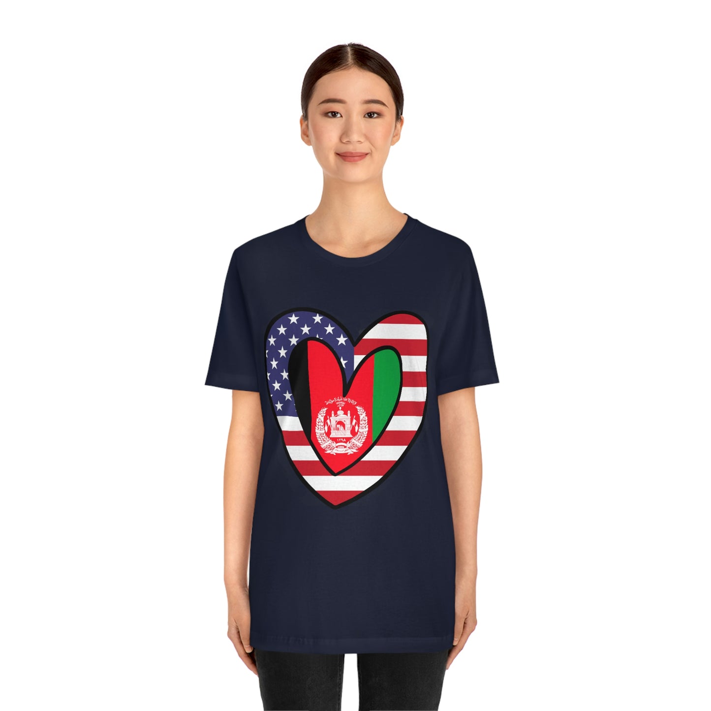 Afghan American Heart Valentines Day Gift Tee Shirt | Afghanistan USA Flag T-Shirt