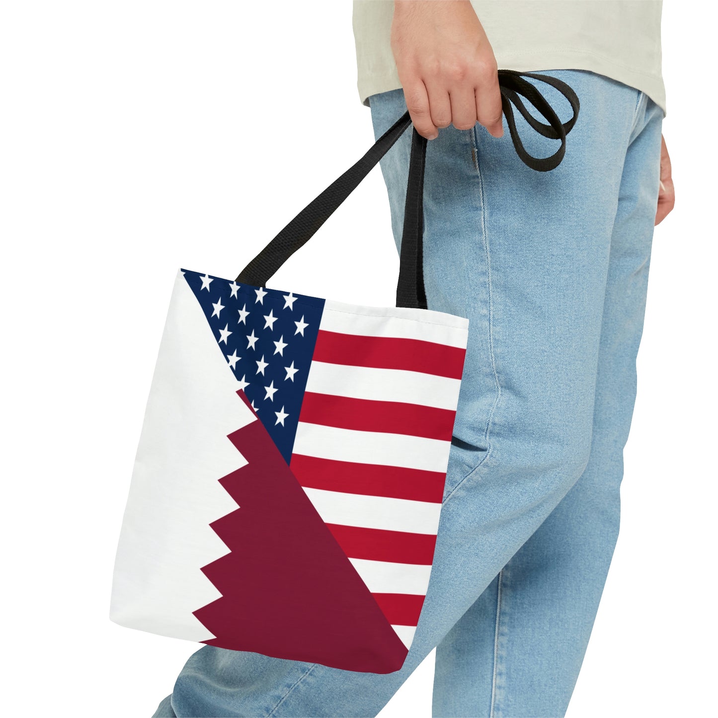 Qatar American Flag Half Qatari USA Tote Bag | Shoulder Bag