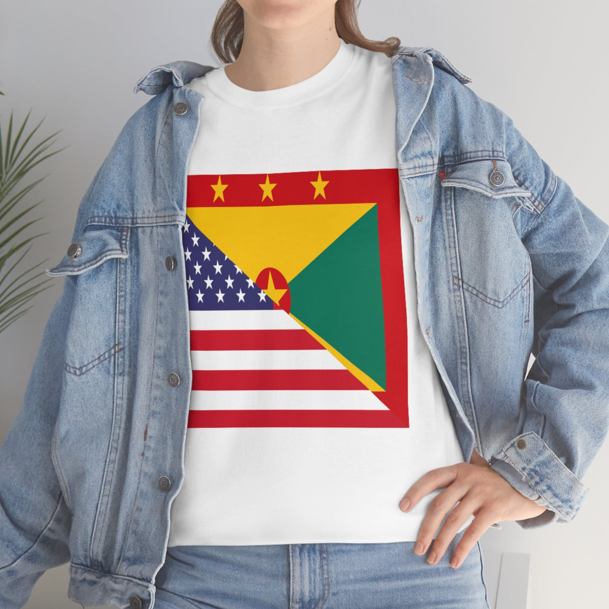 Grenadan American Flag Half Grenada USA T-Shirt | Unisex Tee Shirt