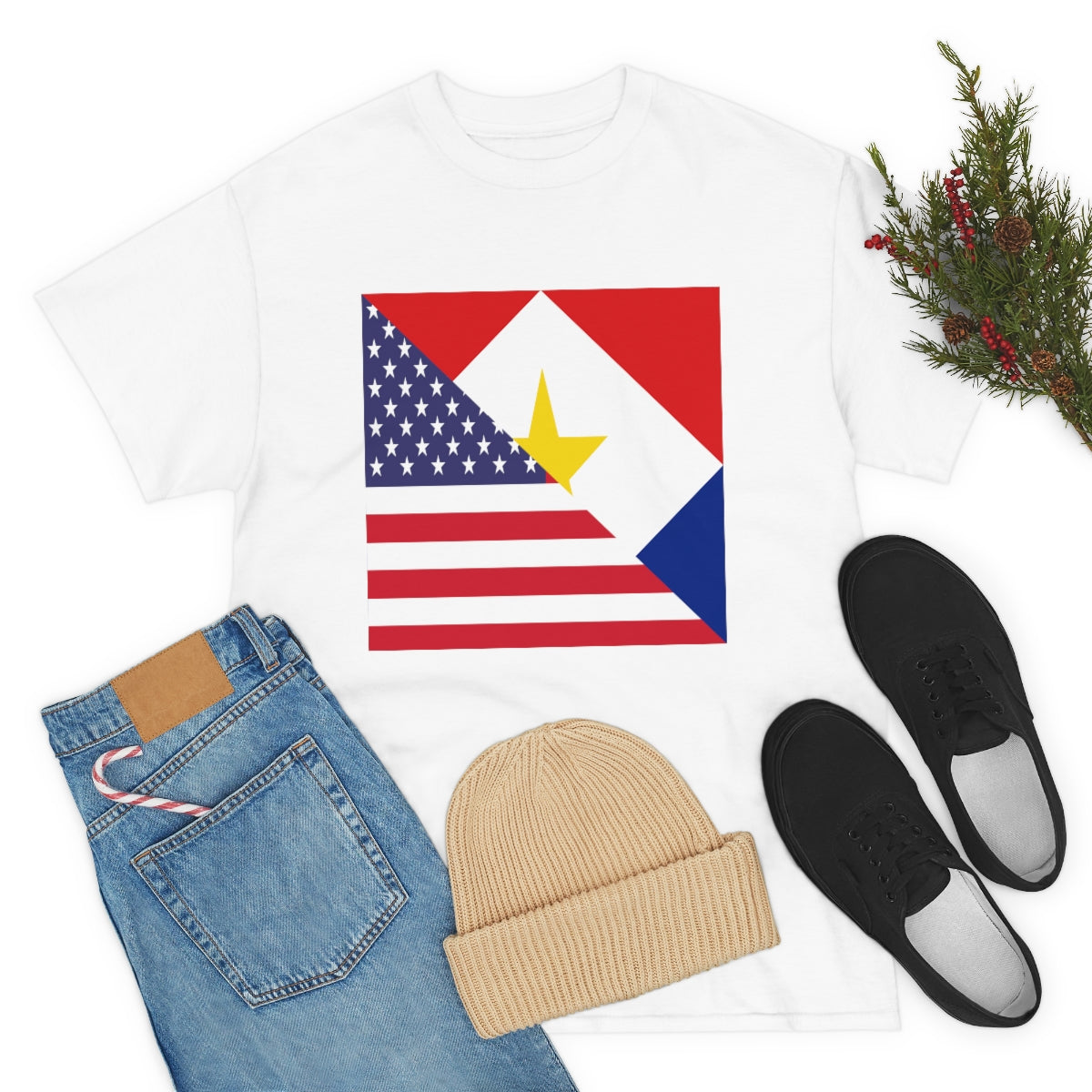 Saba American Flag Half Sabaean USA T-Shirt | Unisex Tee Shirt