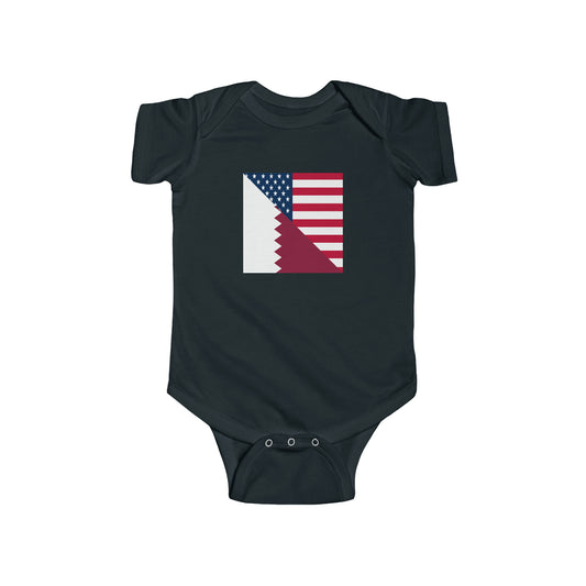 Qatar American Flag Half Qatari USA Baby Bodysuit | Newborn Boy Girl